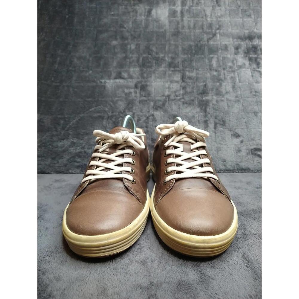 ECCO Woman's 7 Soft 7 Brown Weathered Leather Low Top Lace Up Sneakers Shoes - Picture 2 of 16
